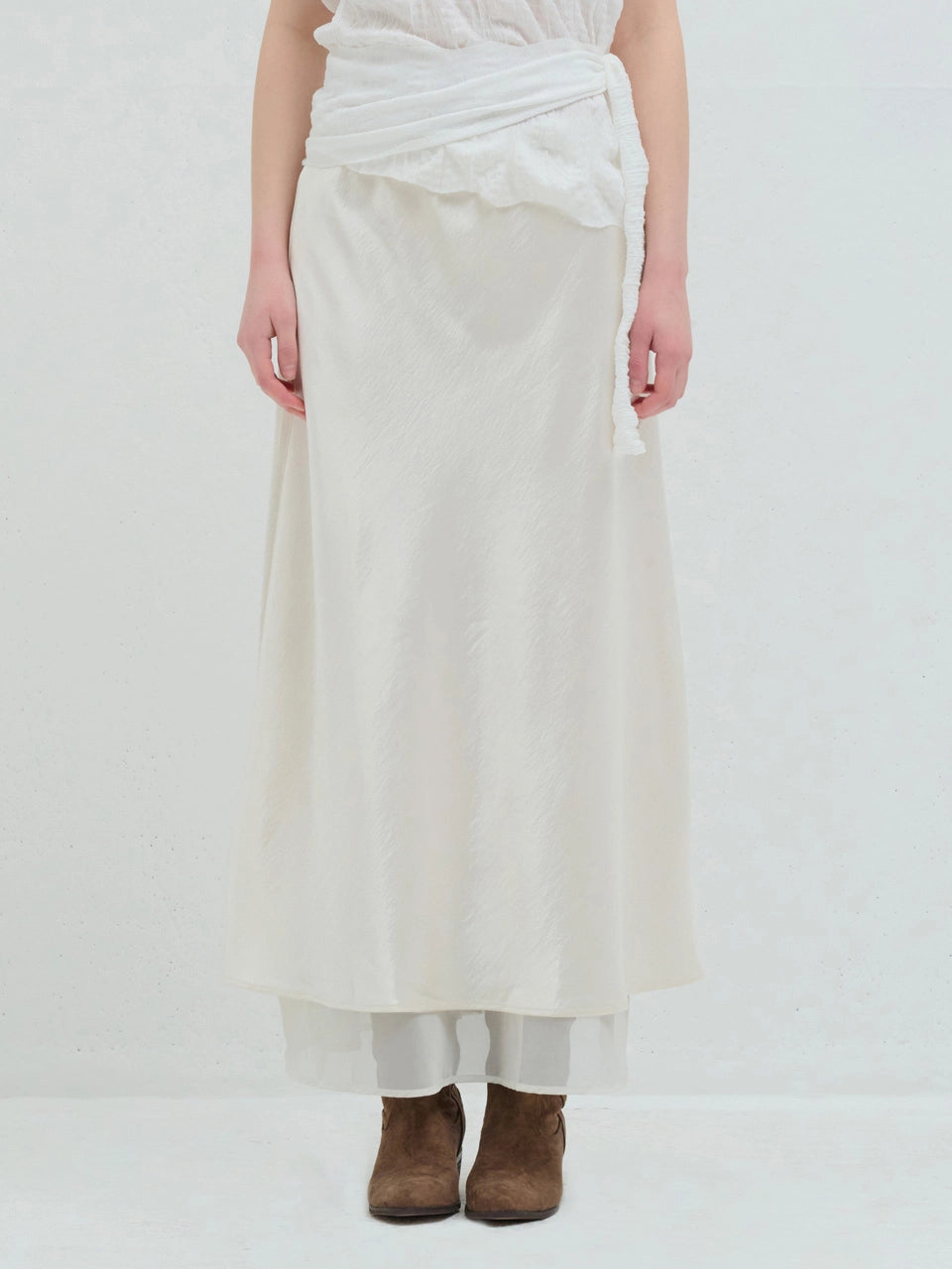 SILK LAYERED SKIRT - 3color