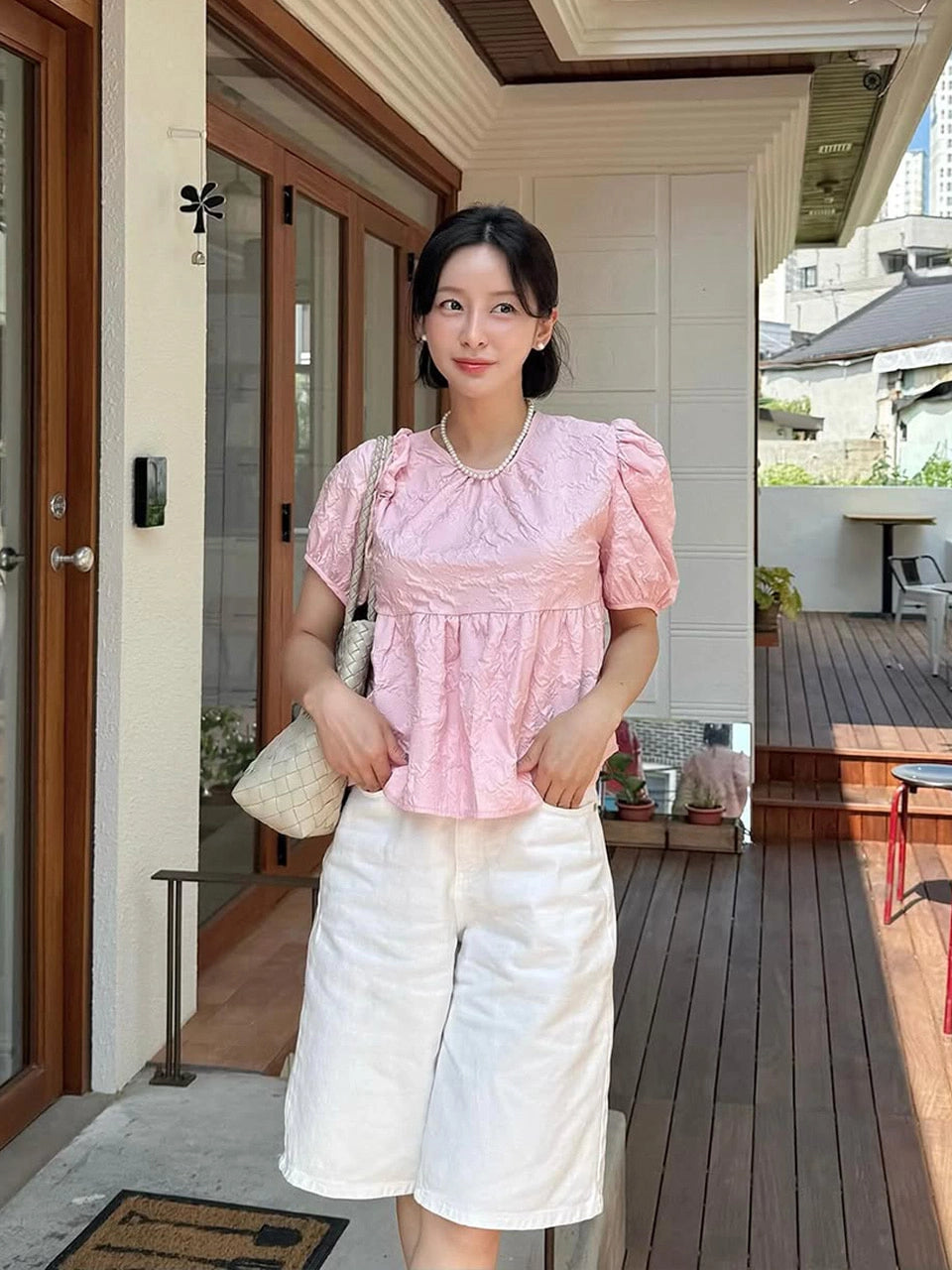 [인플s Pick] SUMMER PUFF HALF SLEEVE BLOUSE PINK