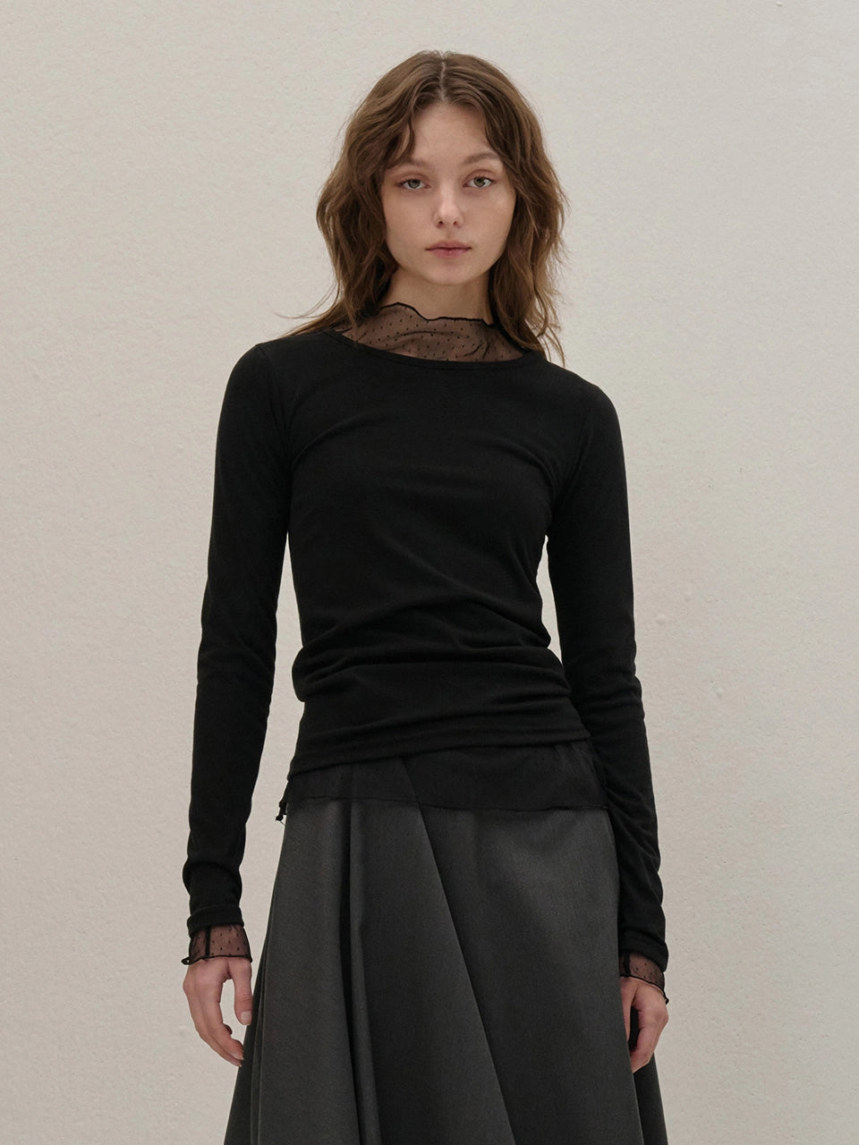 STRETCH LONG SLEEVE TOP BLACK