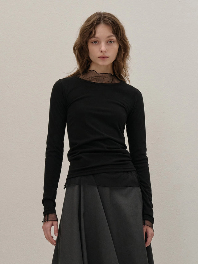 STRETCH LONG SLEEVE TOP BLACK