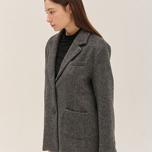 HERRINGBONE WOOL JACKET_BK