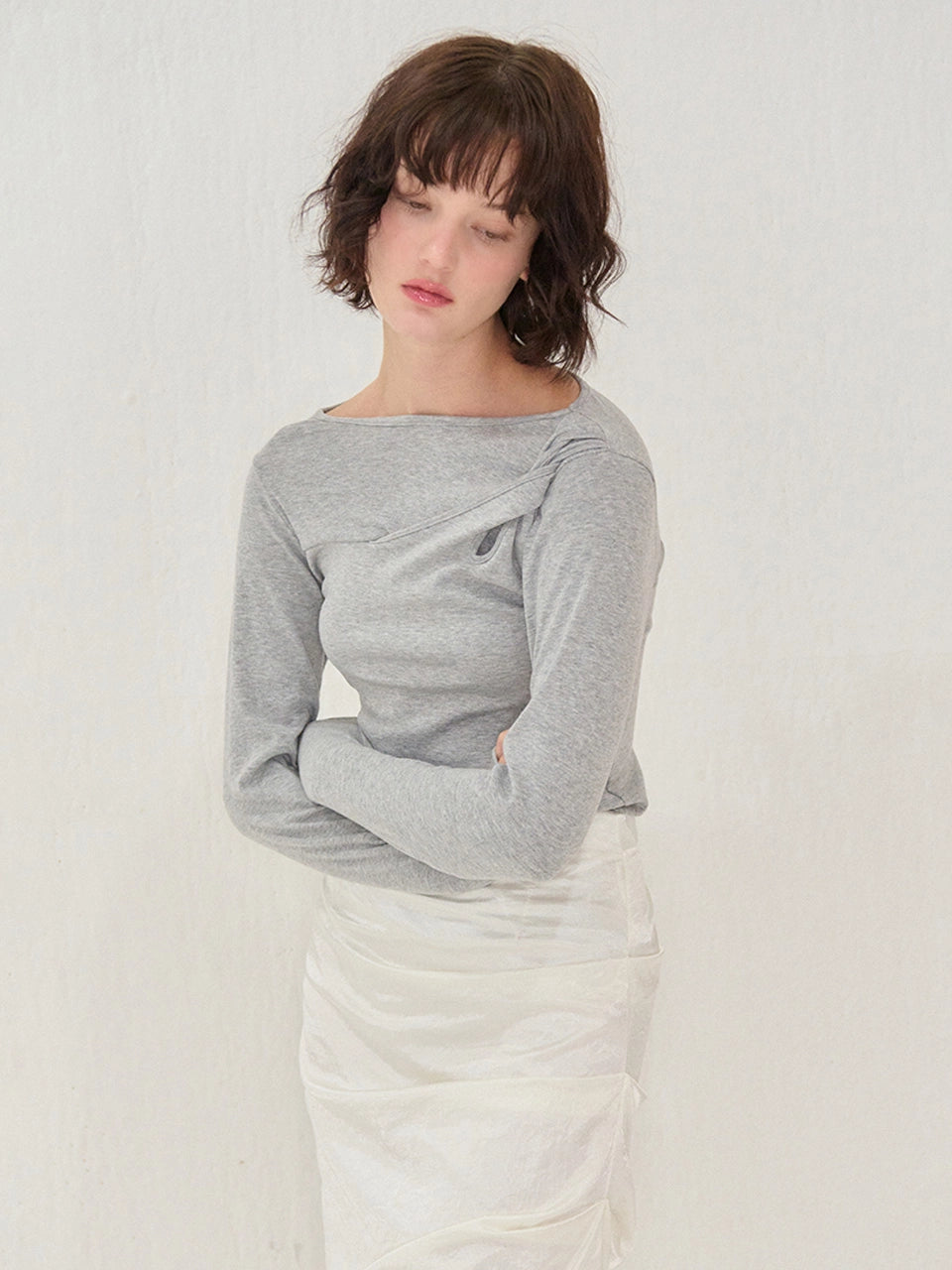 TWIST LONG T-SHIRT GRAY