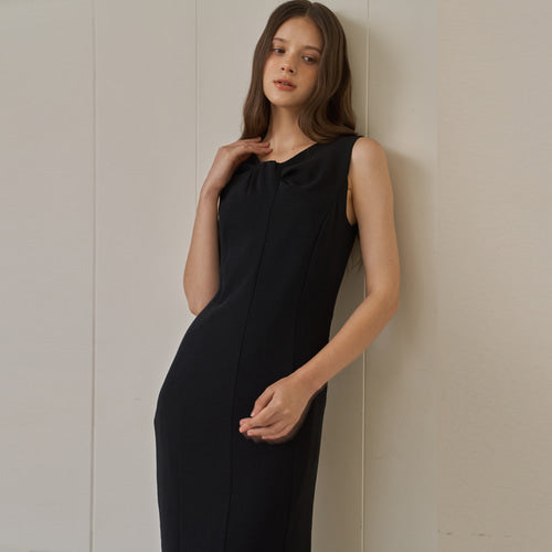 DRAPING NECK DRESS_BK