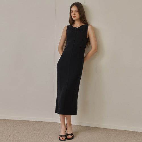 DRAPING NECK DRESS_BK