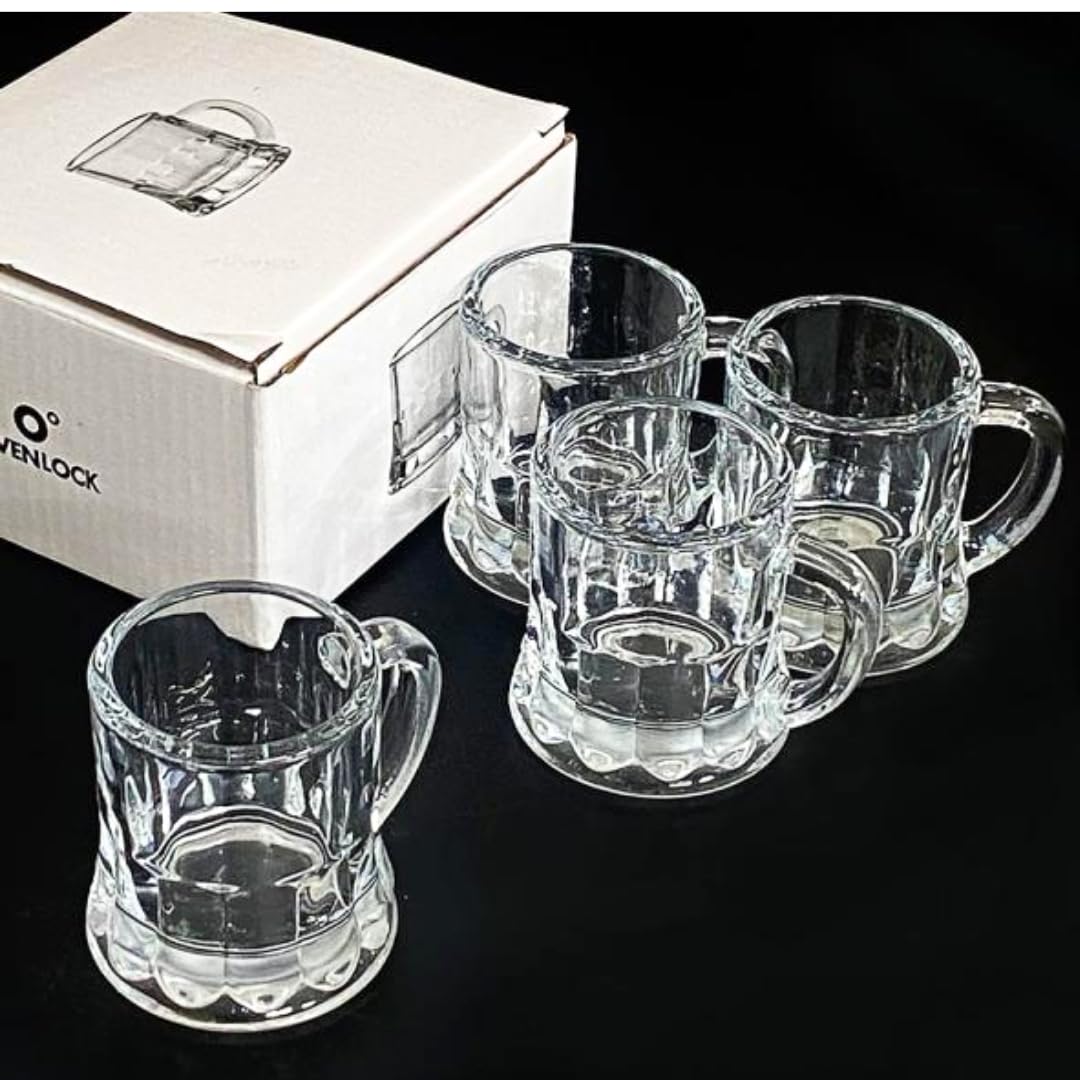 4PCS Korean Soju Shot Glasses Sets, 50ml, Handle, Clear Glass
