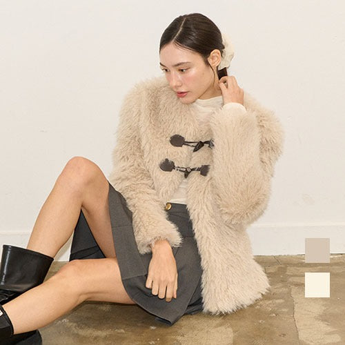ECO FUR BUCKLE JACKET_2COLORS