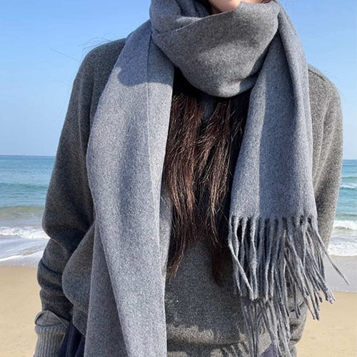 WOOL SOFT-WIDE MUFFLER_4COLORS
