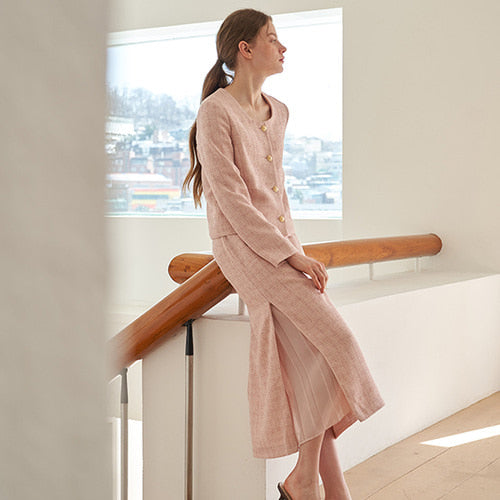 [SET UP] EDIT U-NECK JACKET + ELEGANCE SKIRT_PK