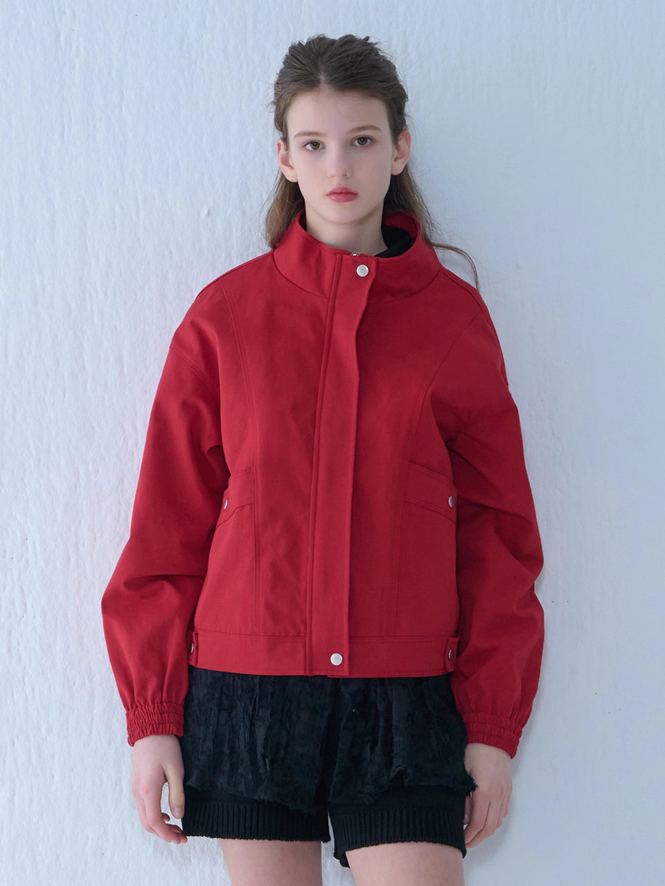 COTTON BOMBER JACKET RED