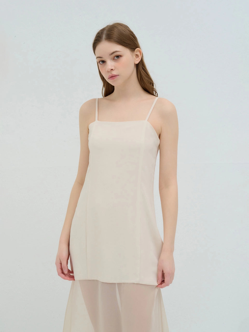 LAYERED LONG SLEEVELESS ONE PIECE CREAM
