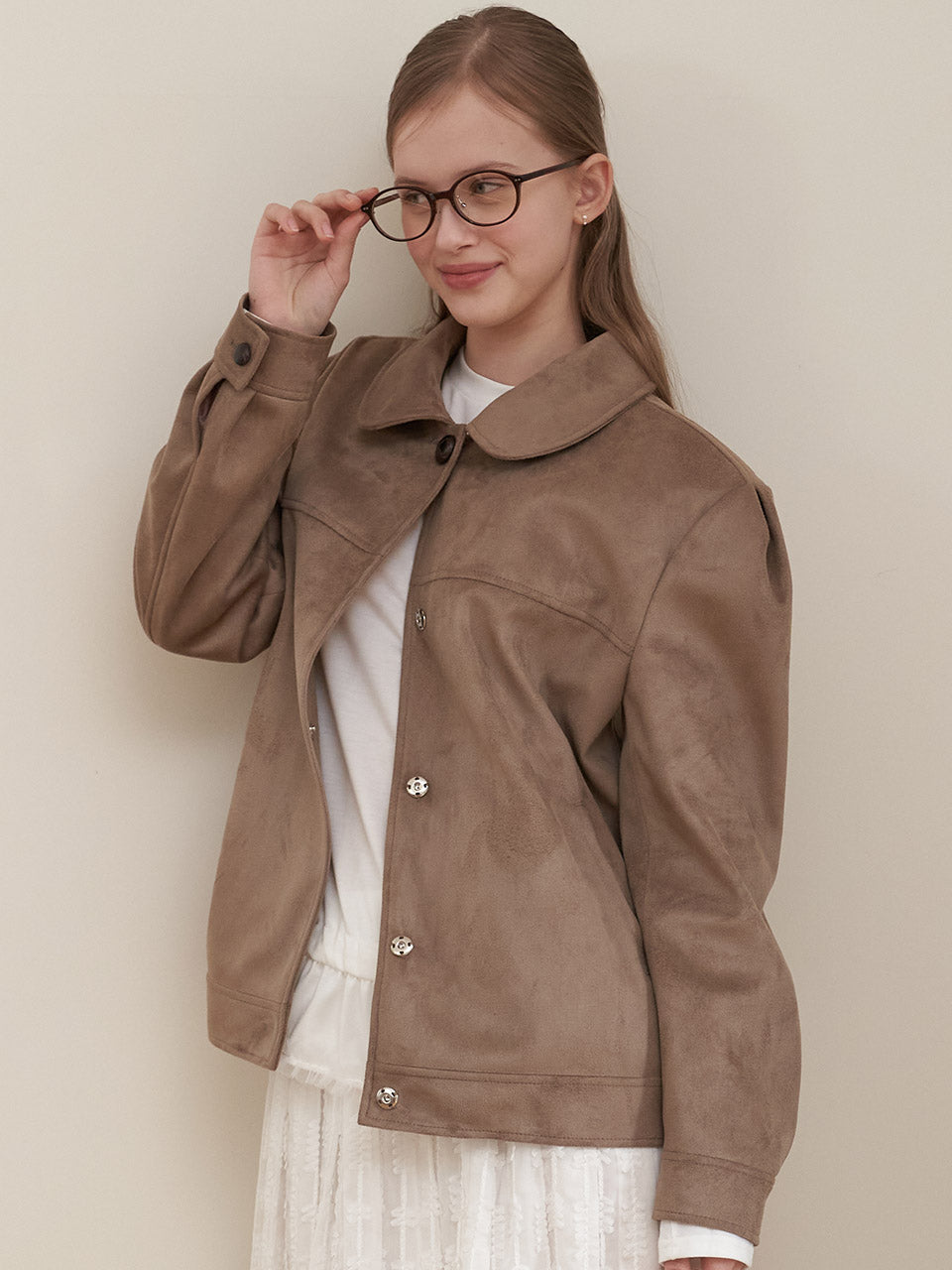 PINTUCK SOFT SUEDE JACKET_BR