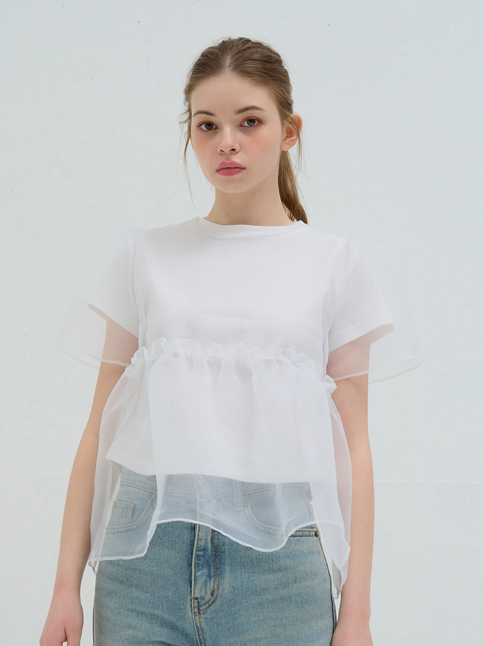 ORGANZA LAYERED BLOUSE WHITE