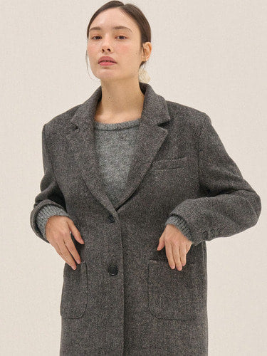 HERRINGBONE WOOL JACKET_BK