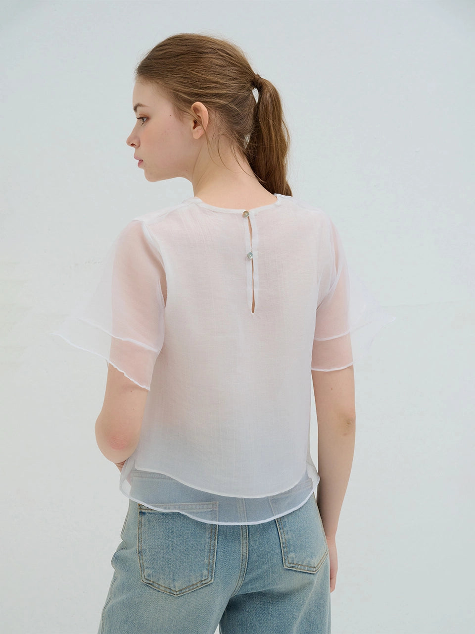 ORGANZA DOUBLE LAYERED BLOUSE WHITE