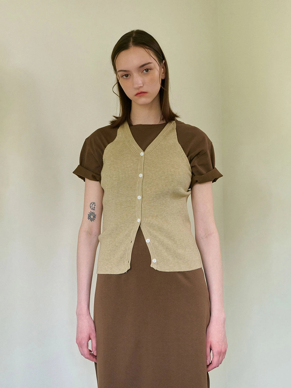 SUMMER CUTTING ONE PIECE BROWN