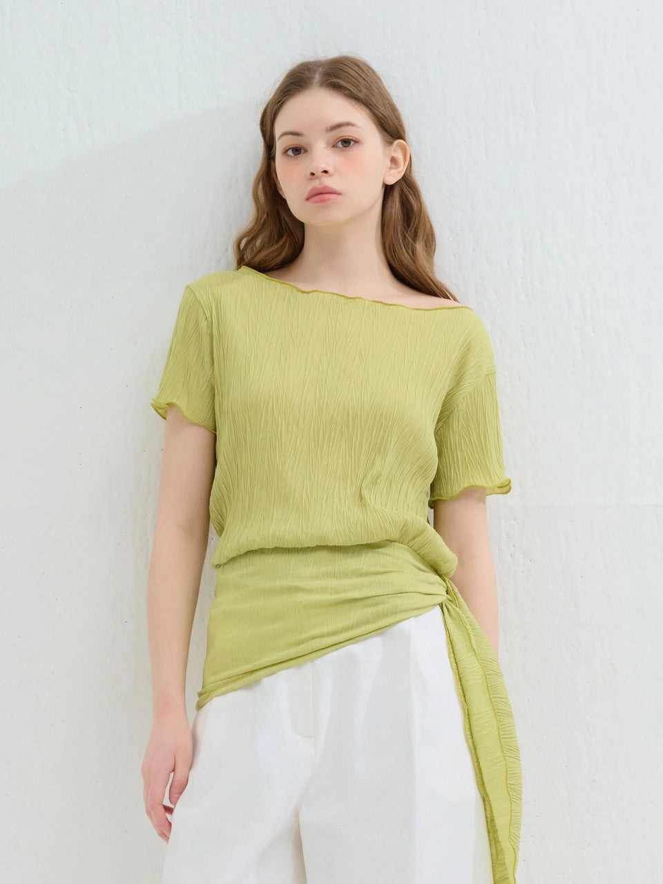 [인플s Pick] SCARF WRAP PLEATED BLOUSE GREEN
