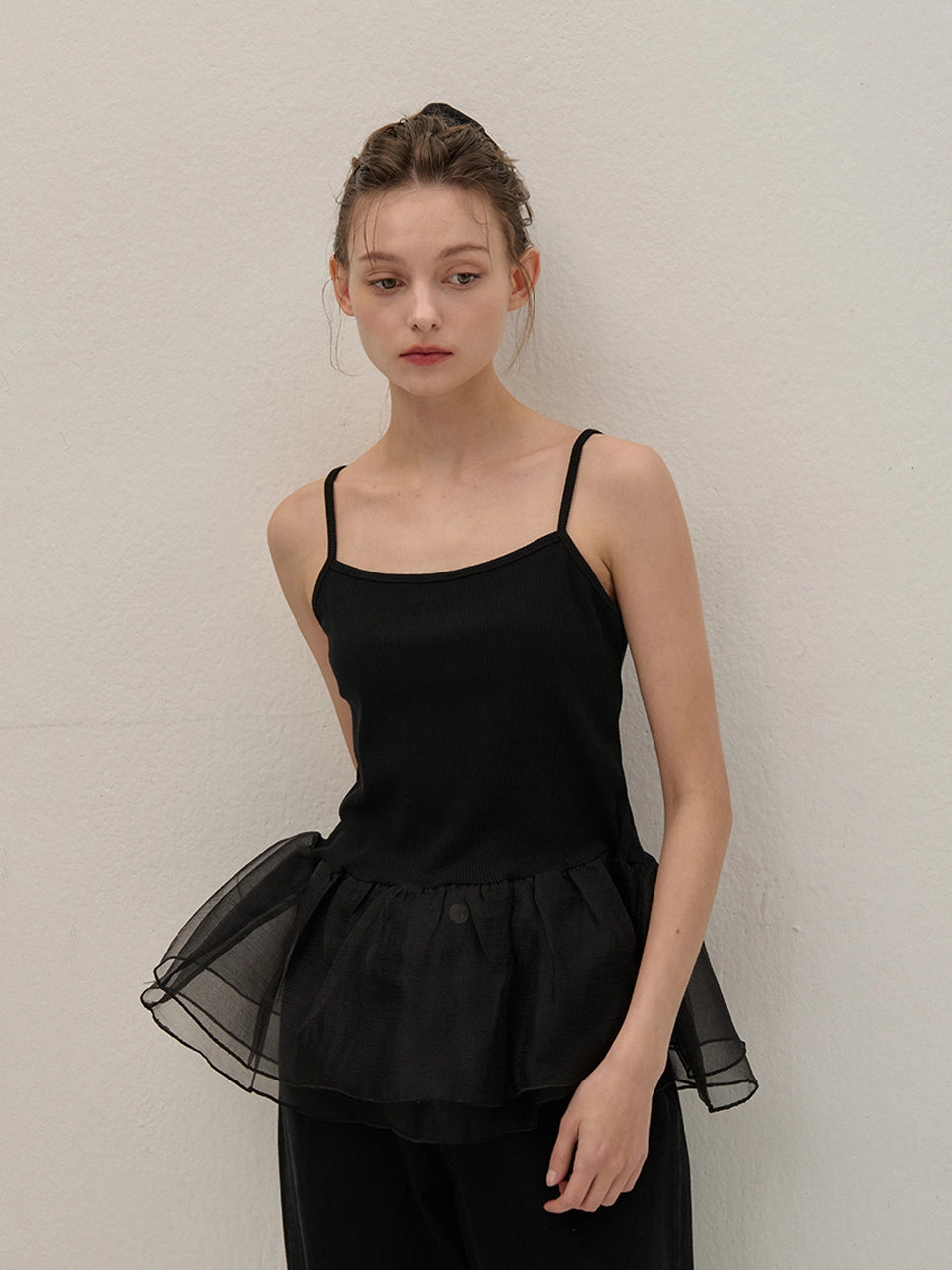 ORGANZA SLEEVELSS BLOUSE BLACK