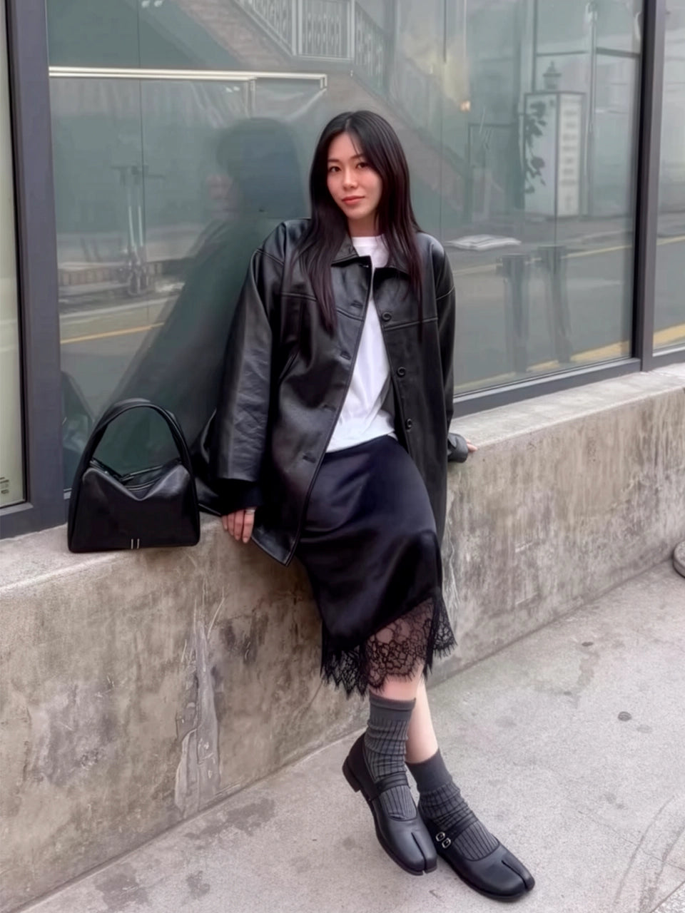 [인플s Pick] HALF LEATHER JACKET BLACK