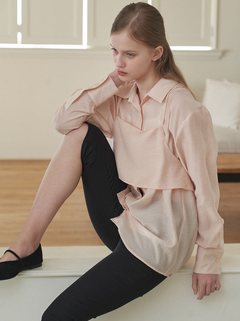 SHEER BUSTIER SHIRT BLOUSE_PE