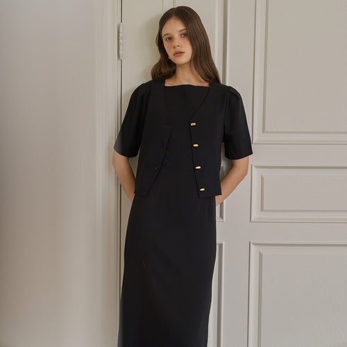 (SET UP) OVE 2 BLOUSE + INNER SHEER DRESS_BK