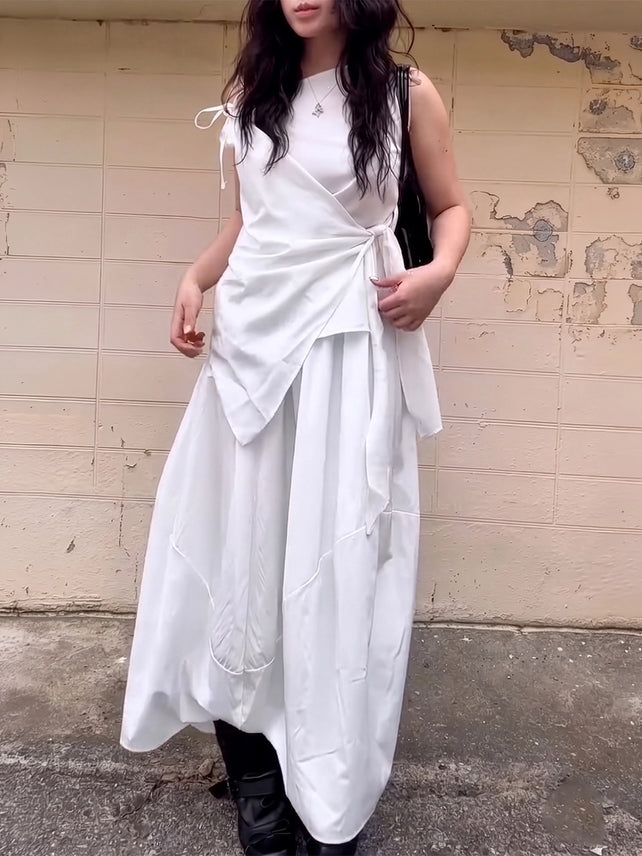 [인플s Pick] STRAP OFF SHOULDER DRAPED BLOUSE WHITE