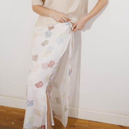 FLOWER SHEER SET UP SKIRT (WH)