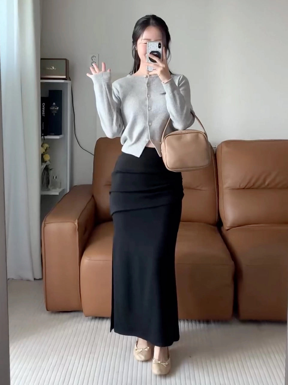 [인플s Pick] TERRY SHIRRING LONG SKIRT BLACK