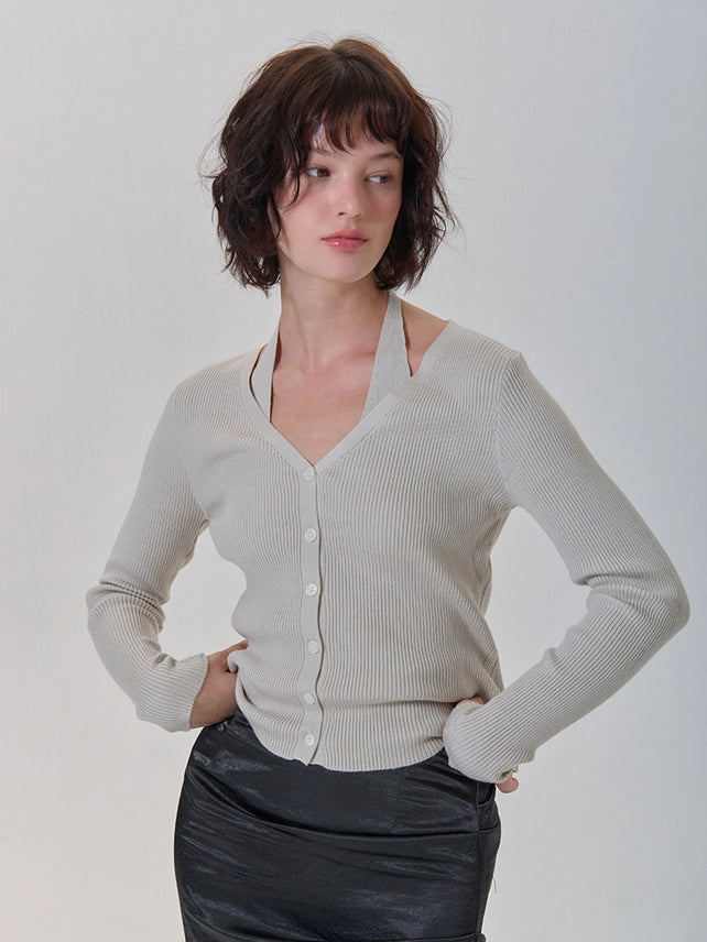 [세트] HALTERNECK CARDIGAN SET BEIGE