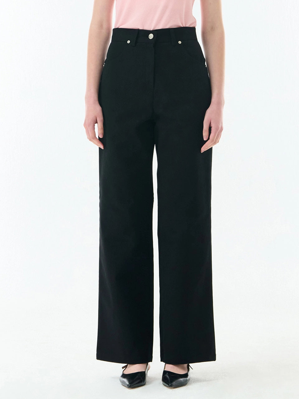 COTTON WIDE PANTS BLACK