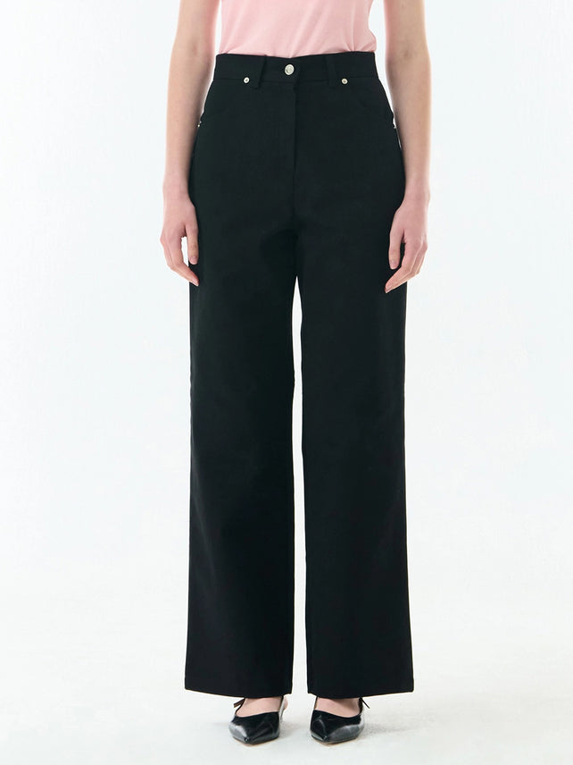 COTTON WIDE PANTS BLACK