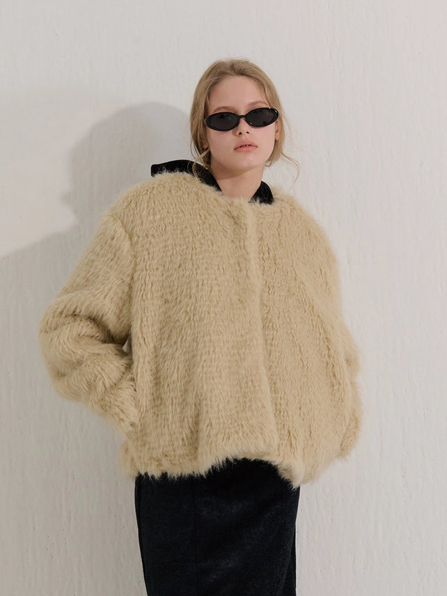 OVER SIZE FUR JACKET BEIGE