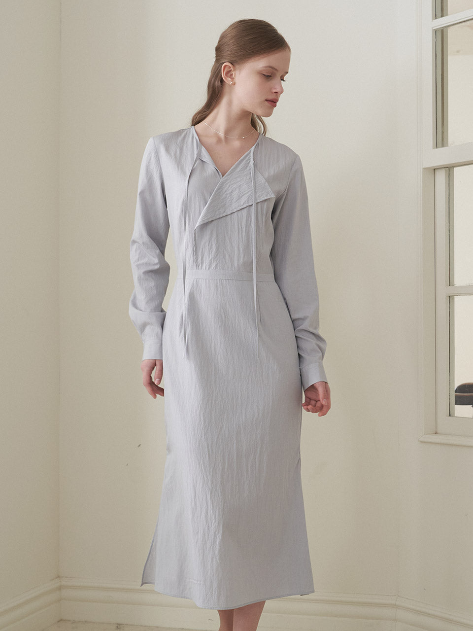 WRAP DRAPING DRESS VER.2_L/GR