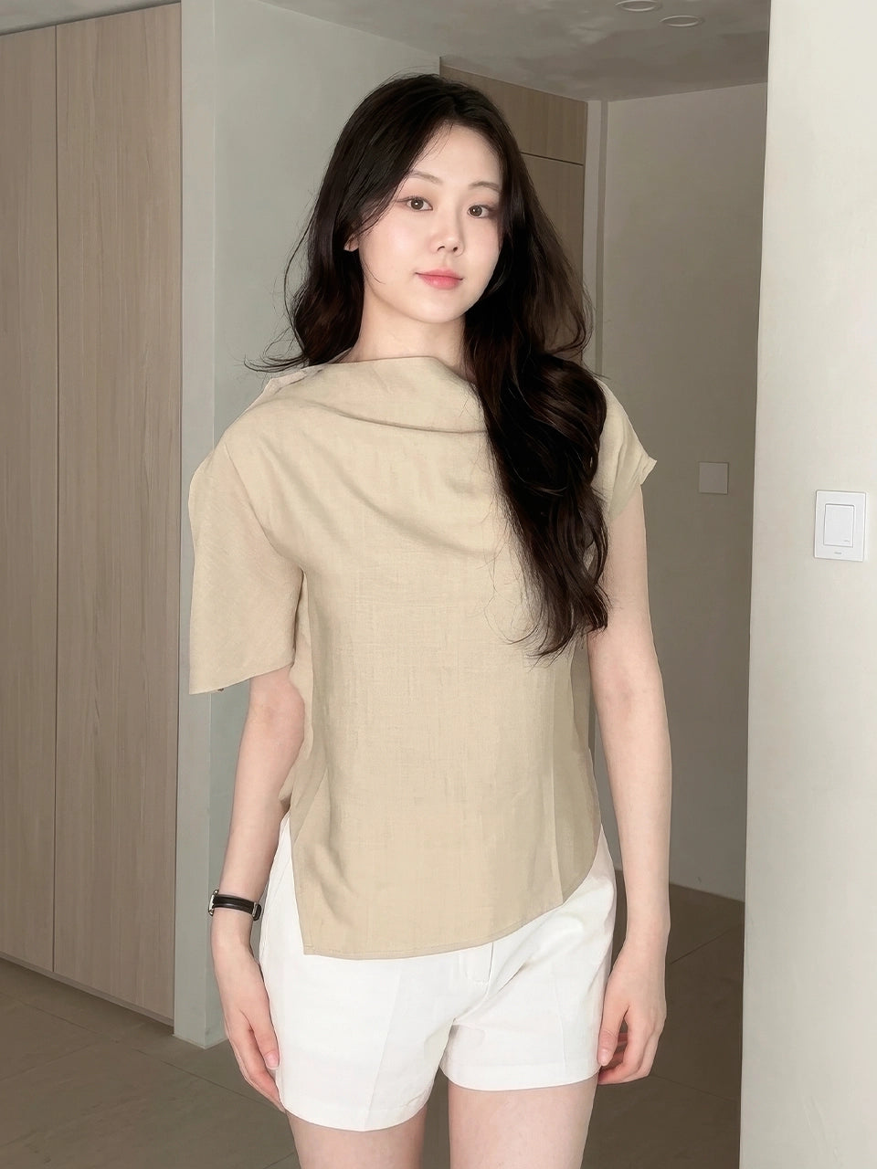 [인플s Pick] SHIRRING TIE BLOUSE WHITE