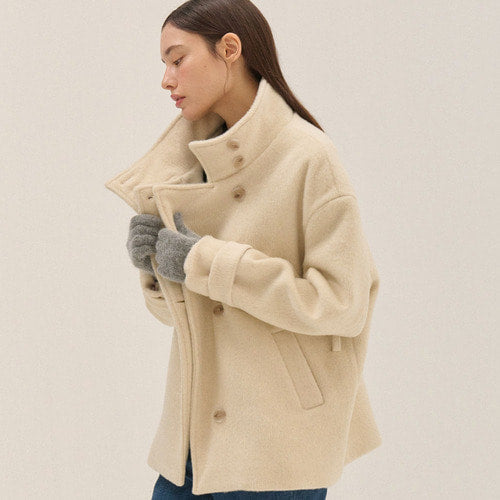 HIGH NECK HALF WOOL COAT_IV