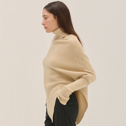HIGH NECK KNIT CAPE_BE