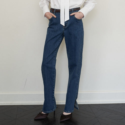SLIT SLIM DENIM PANTS (2COLORS)