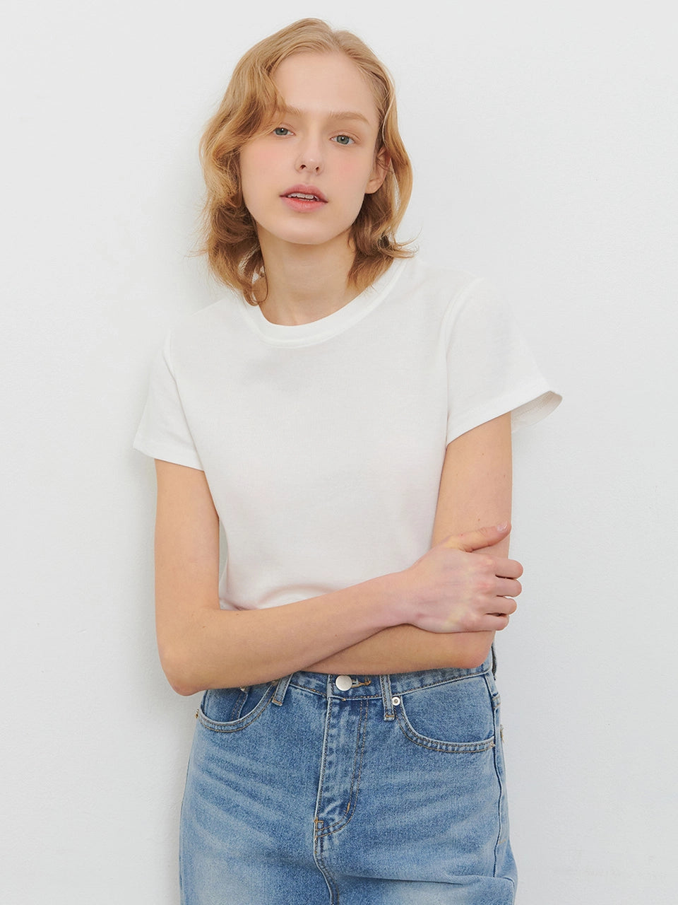 SEMI CROP T-SHIRT - 4color