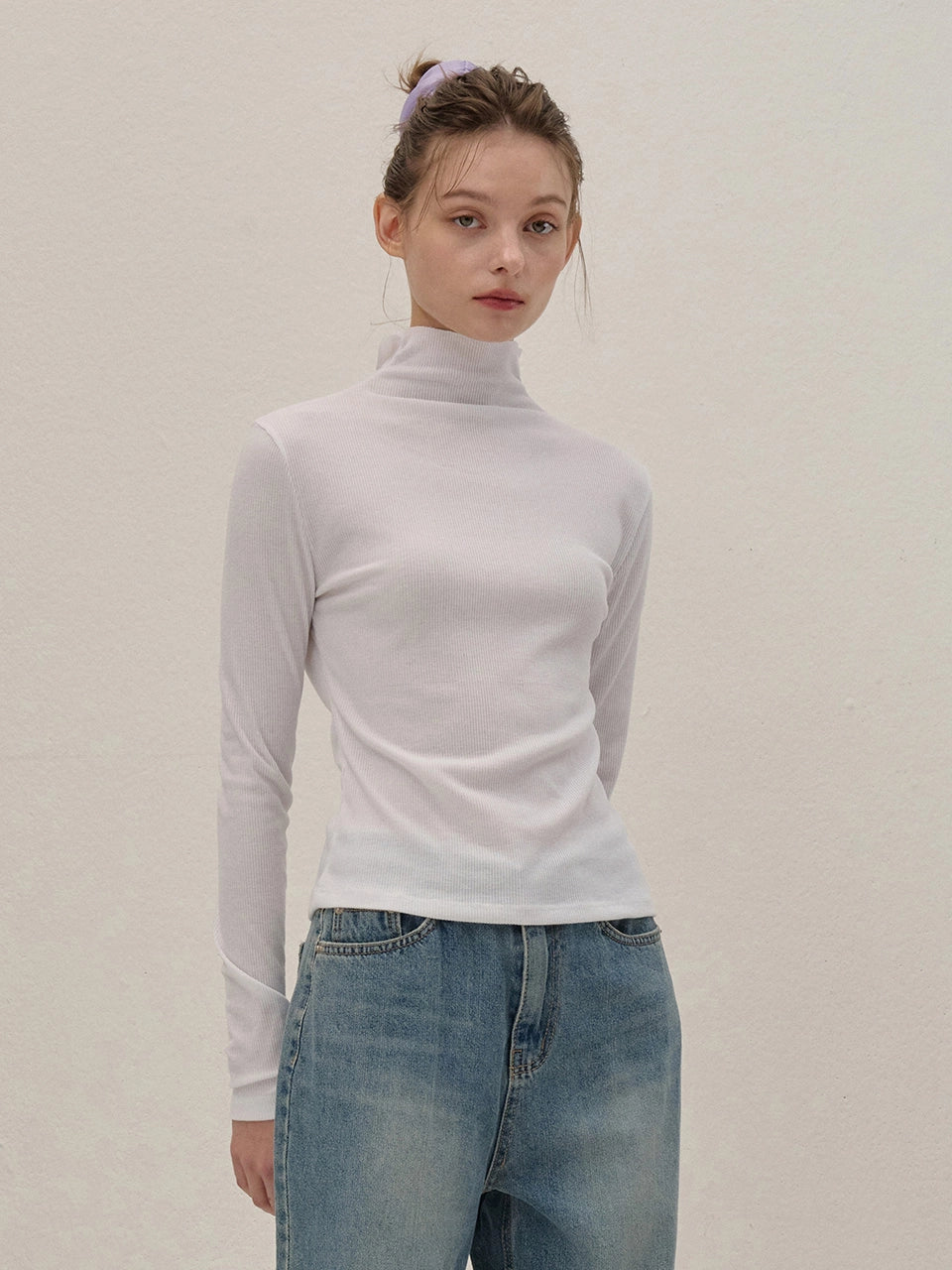 [양면 착용 가능] HALF-NECK KNIT CARDIGAN WHITE