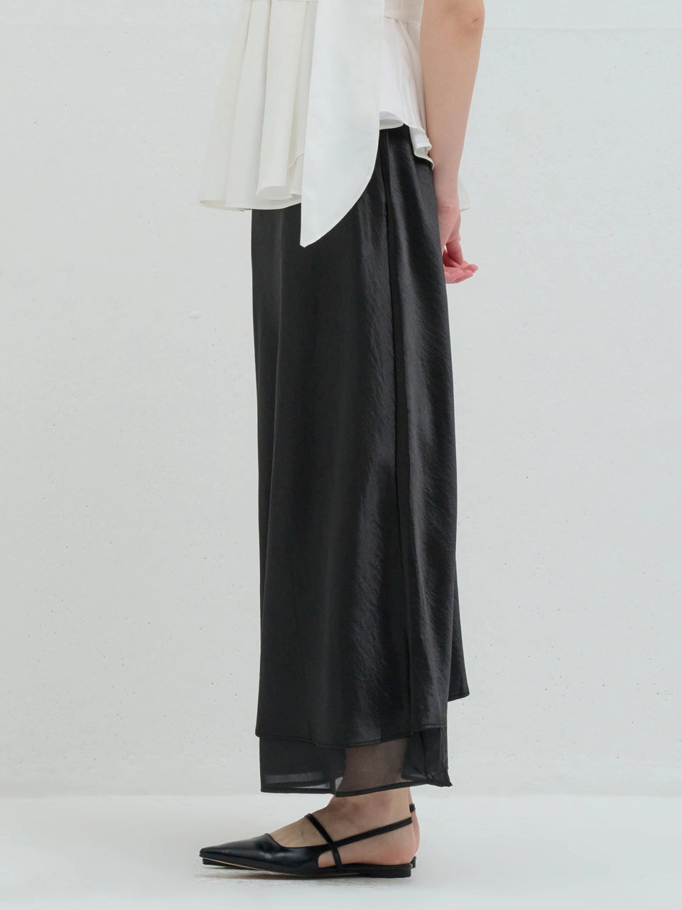 SILK LAYERED SKIRT BLACK