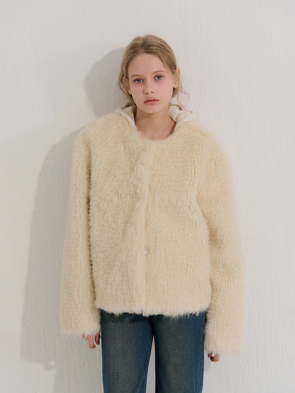 OVER SIZE FUR JACKET IVORY