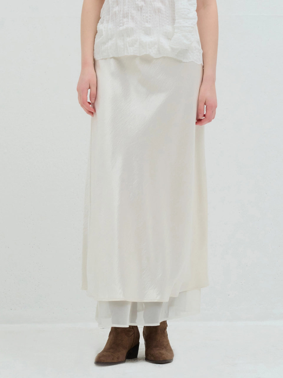 SILK LAYERED SKIRT - 3color
