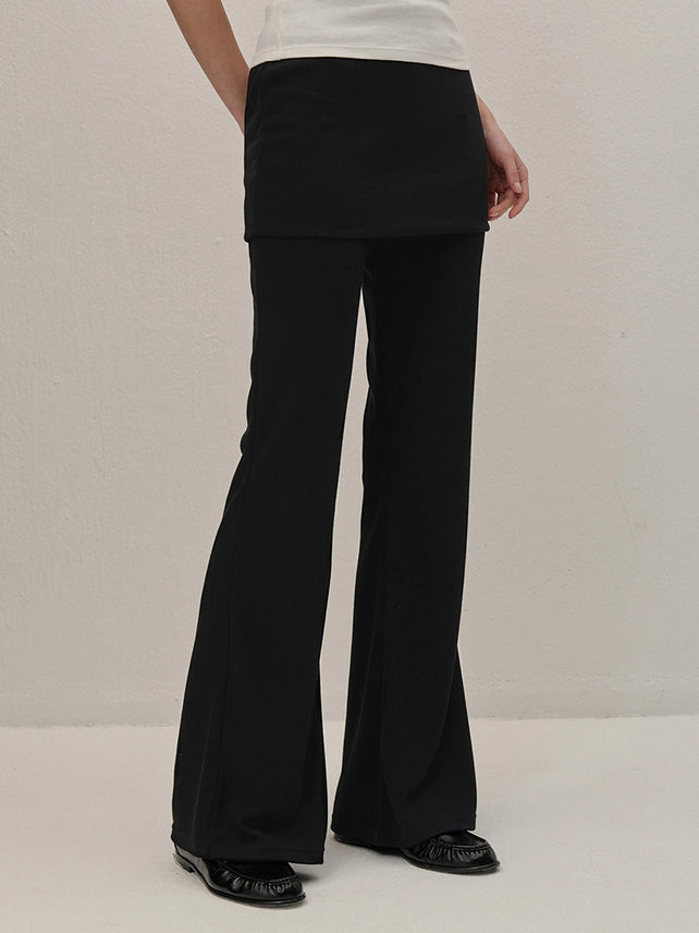 COTTON SKIRT BOOT-CUT PANTS BLACK
