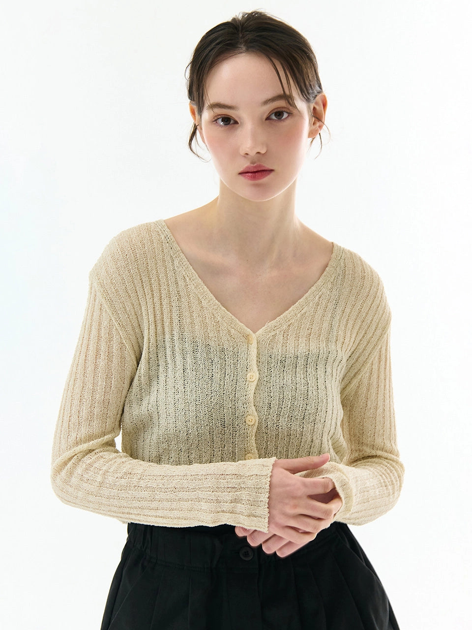 SUMMER STRIPE ROUND KNIT BLACK