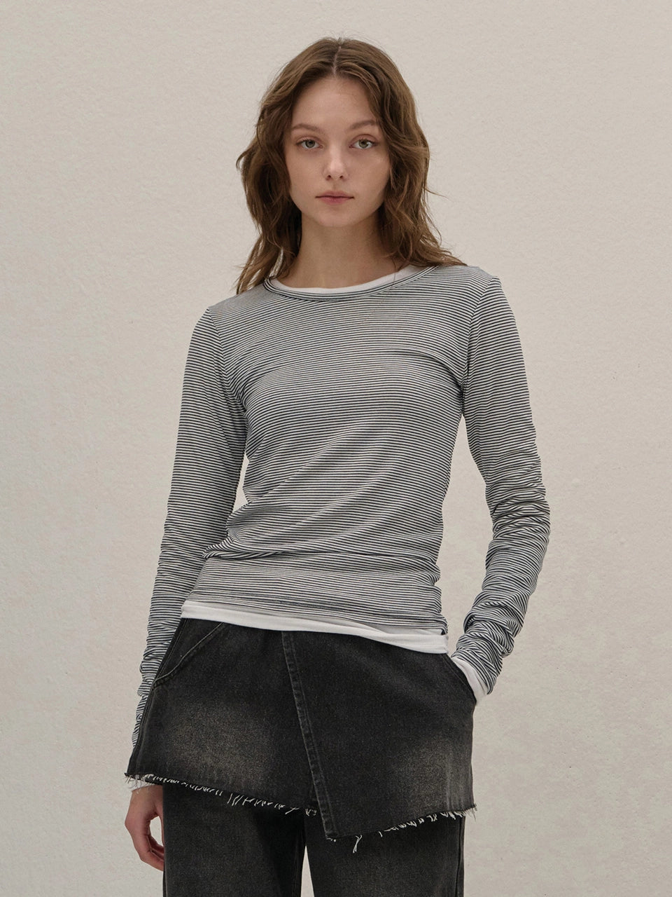 STRETCH LONG SLEEVE TOP - 6color