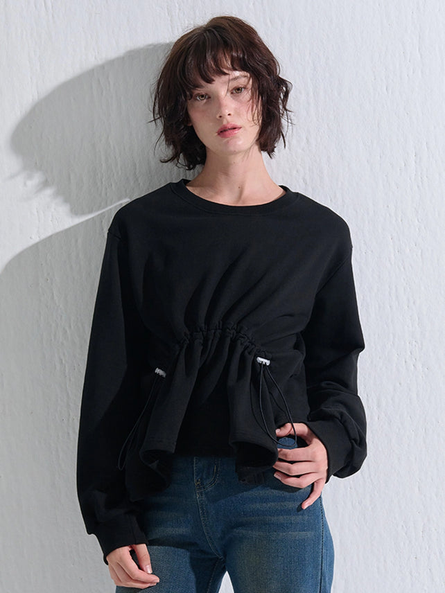 SHIRRING SWEATSHIRT BLACK