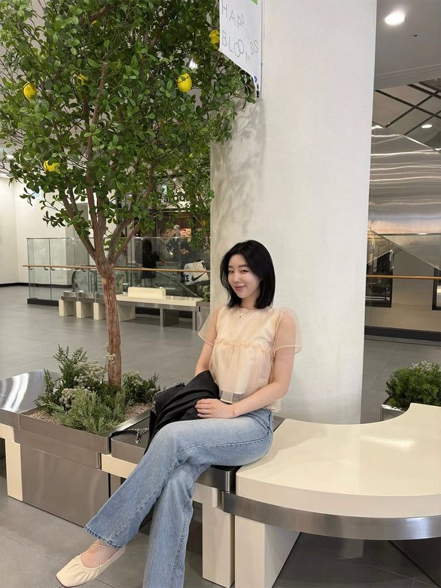 [인플s Pick] SUMMER ORGANZA SHIRRING BLOUSE BEIGE