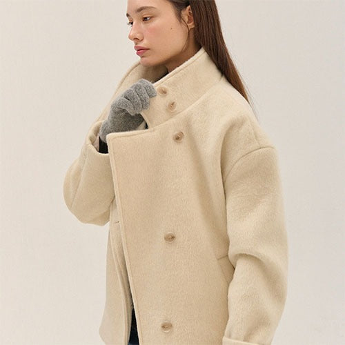 HIGH NECK HALF WOOL COAT_IV