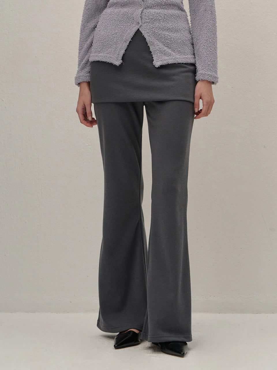 COTTON SKIRT BOOT-CUT PANTS CHARCOAL