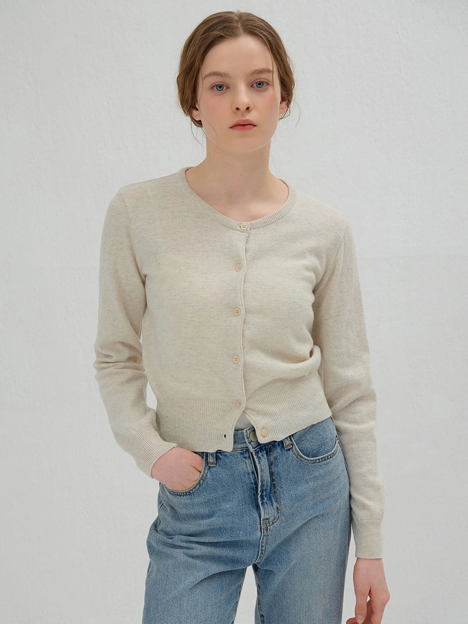 ROUND CARDIGAN OATMEAL