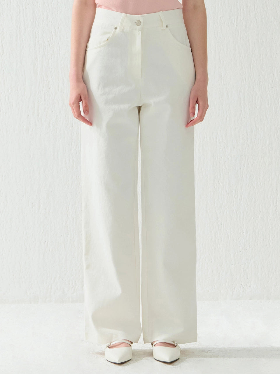 COTTON WIDE PANTS WHITE